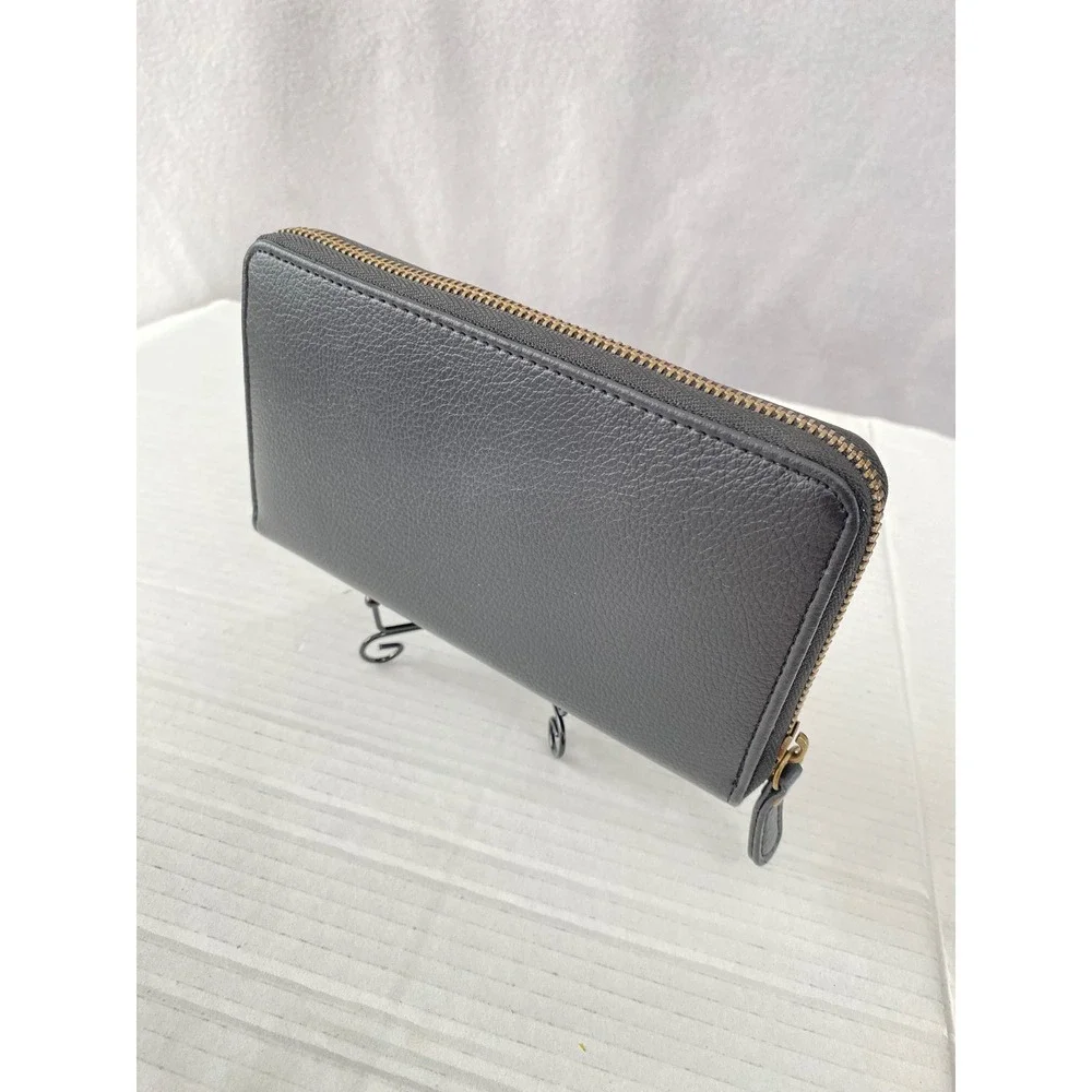White Mountain Wallet Womens OS Black Excellent Zip‎ Around Pebbled Faux Leather